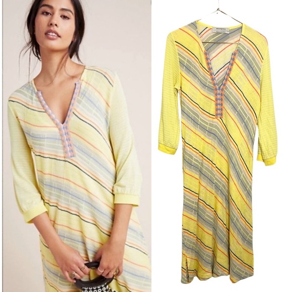 Anthropologie Yellow Striped Dress - Picture 1 of 13